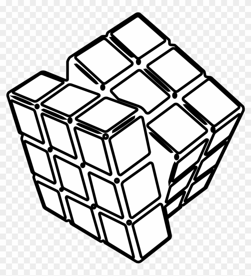 Images For Ice Cube Clipart Black And White - Rubiks Cube Coloring Page #175500