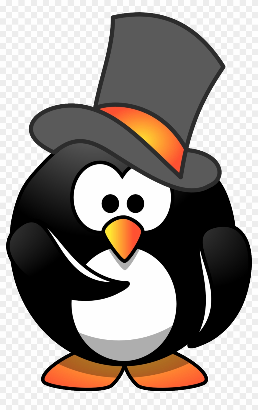 Top Hat Clipart Small - Penguin Cartoon With Hat #175607