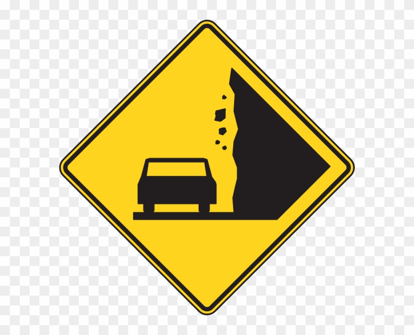 Free Vector Falling Rocks Sign Clip Art - Señales De Seguridad En Carreteras #175632