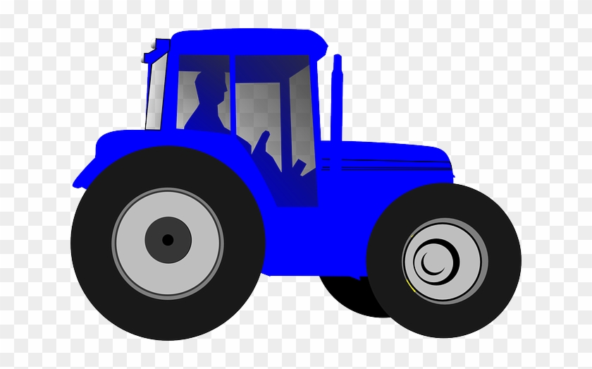 Tractor Farmer Drive Blue Silhouette Big T - Tractor Clip Art Free #175677