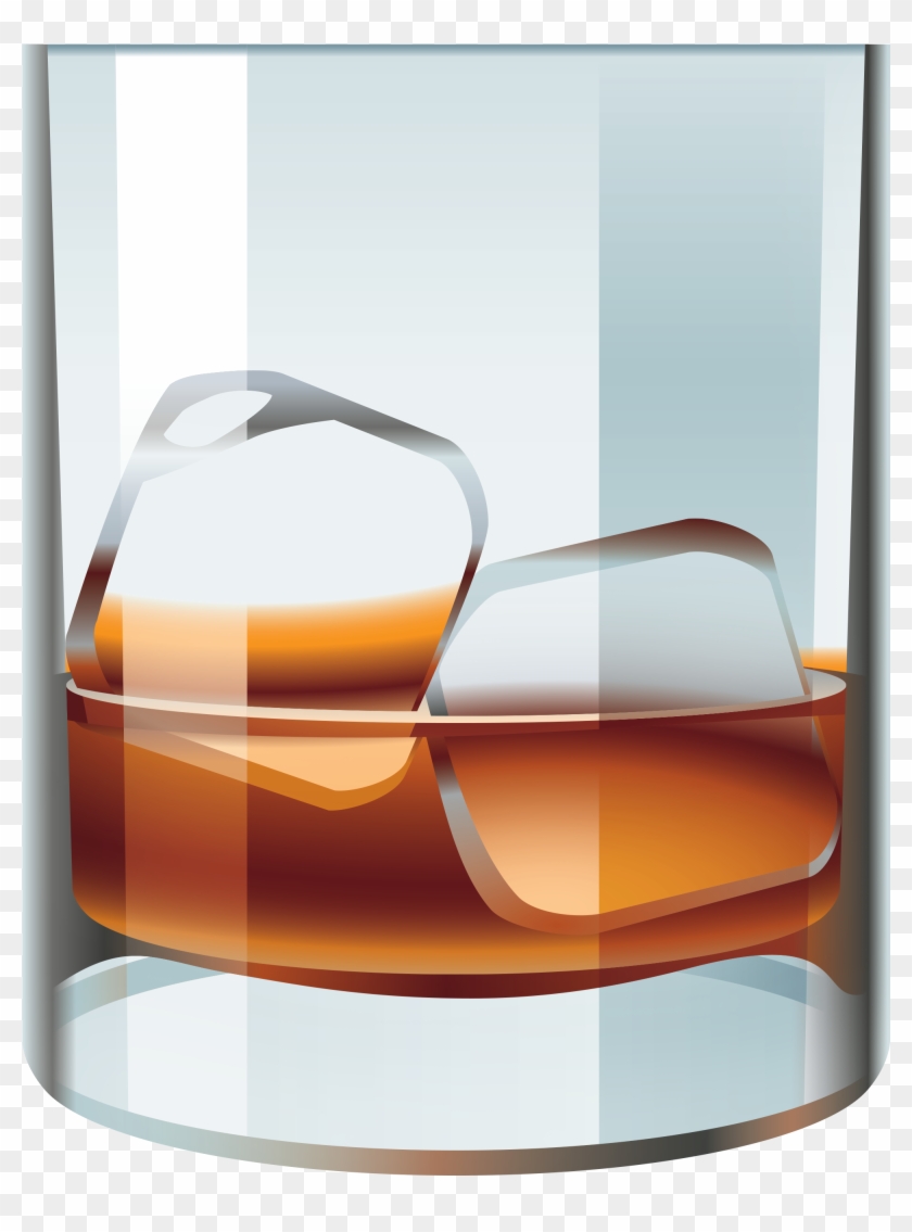 Glass With Whiskey And Ice Png Vector Clipart - Whisky Glass Clip Art #176006