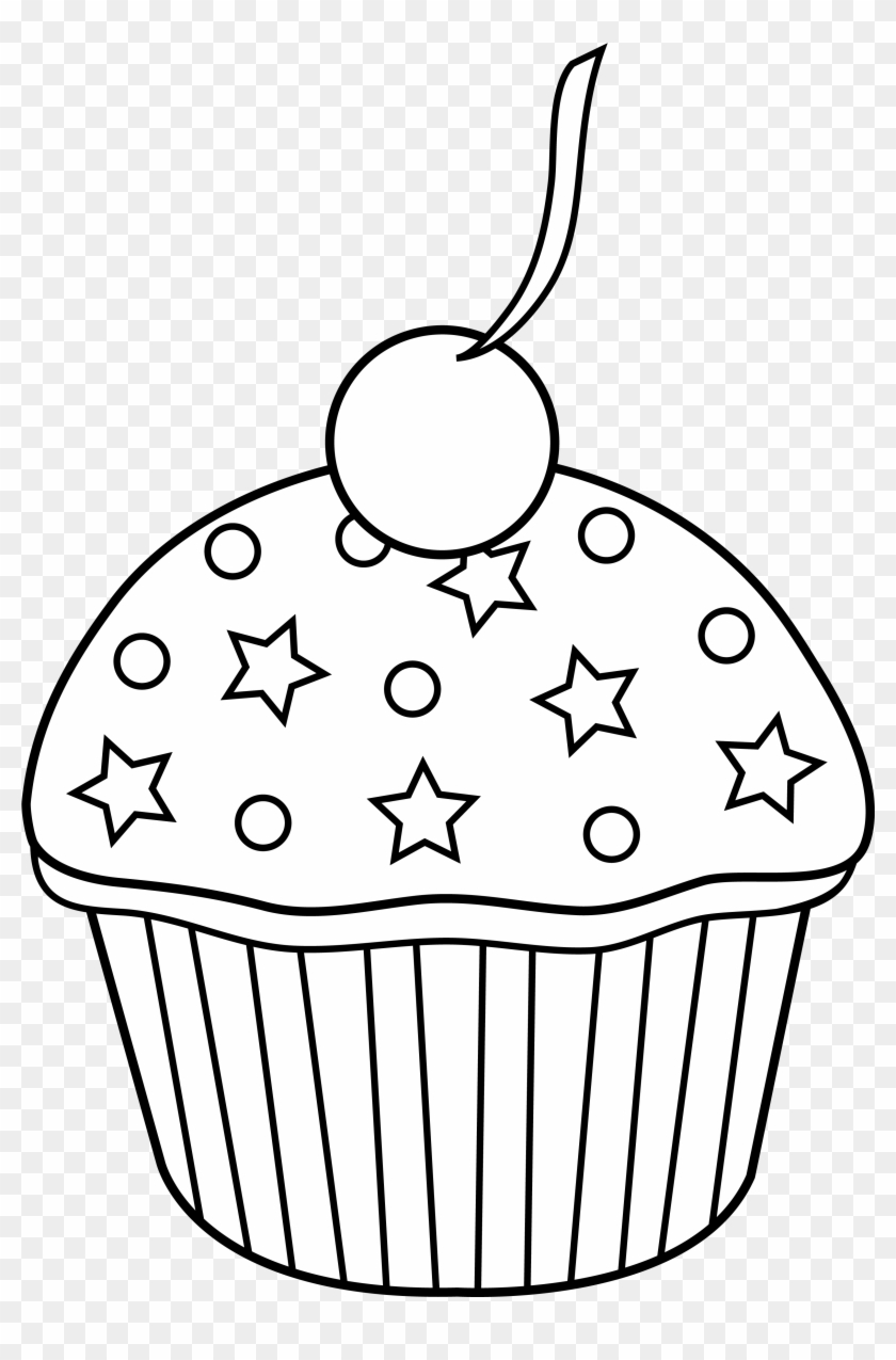 Cute Cupcake Outline To Color In - Cupcake Clipart Black And White #176057