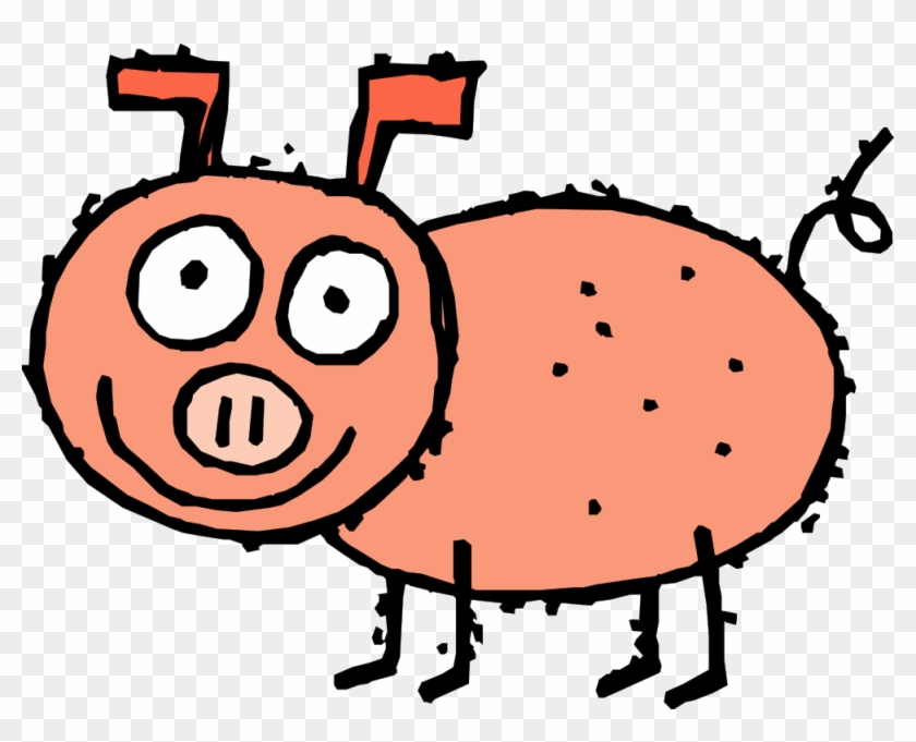 Diseased Pig, Looking, Animal, Tail, Smile, Curly, - Cartoon Pig #176251