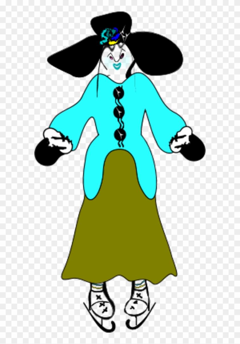 Lady Wearing Hat And Ice Skating Shoes - Clip Art #176322