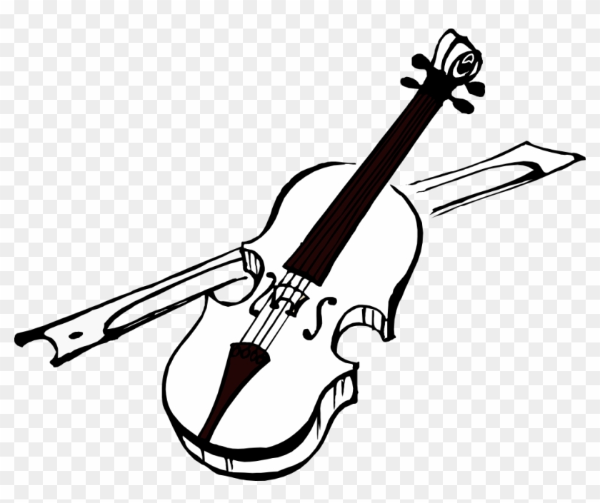 Violin Clipart Coloring Page - Violin Black And White #176656