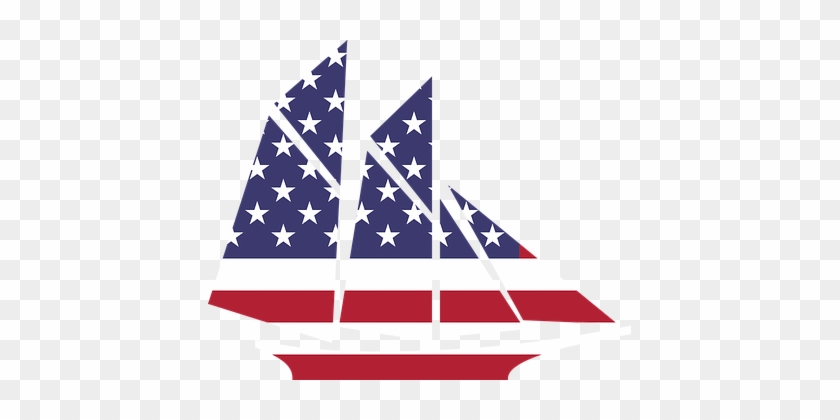 Amerika, Boot, Flagge, Ozean, Segelboot - American Flag Sailboat Clipart #177046