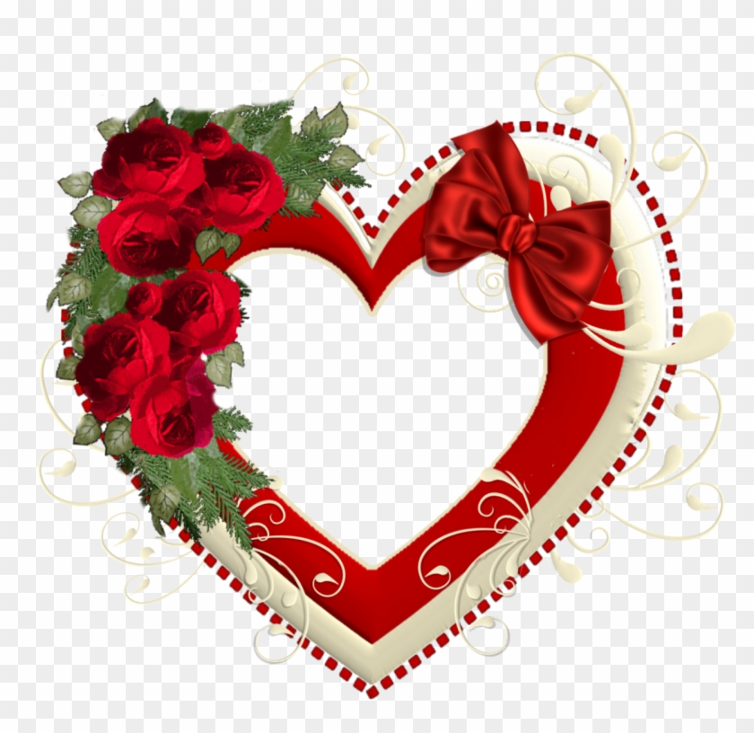 Heart Transparent Frame With Red Roses - Png Dil #177086