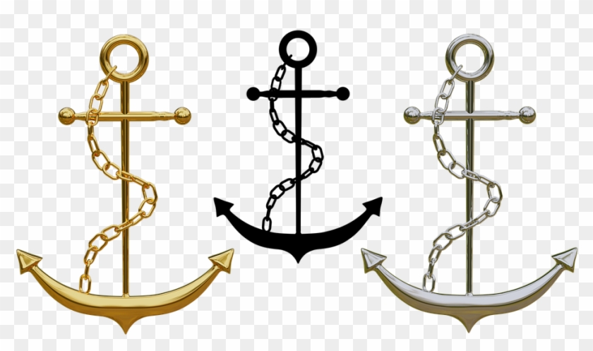 Anchor, Trailers, Jewellery, Isolated, Gold, Silver - Gold Anchor Png #177453