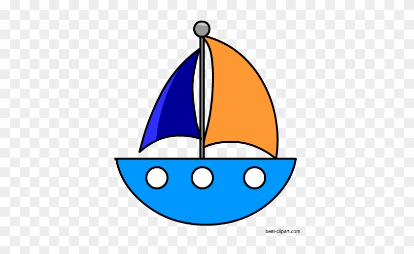 Free Orange And Blue Sail Boat Clip Art Image - Blue #177489