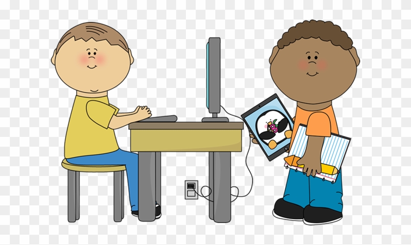 Library Clipart School Facility - Students And Technology Clipart #177701