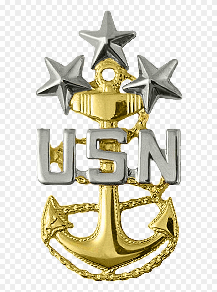 Perched Eagle, A Gold Star In Place Of Specialty Mark, - Command Master Chief Collar Device #177950