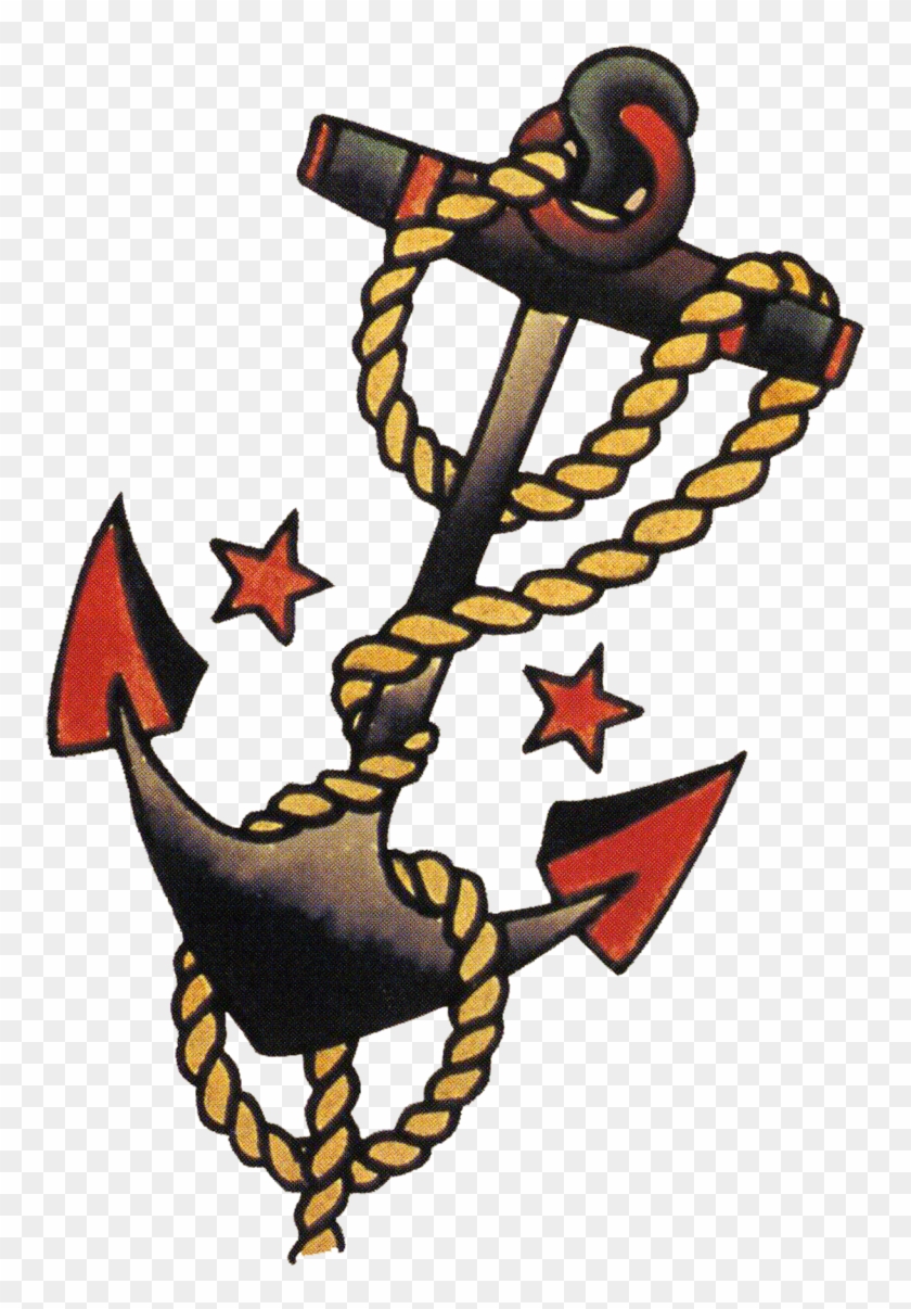 Sailor Jerry Vintage Tattoo Designs, Anchors And Stars - American Traditional Tattoos Anchor #177996