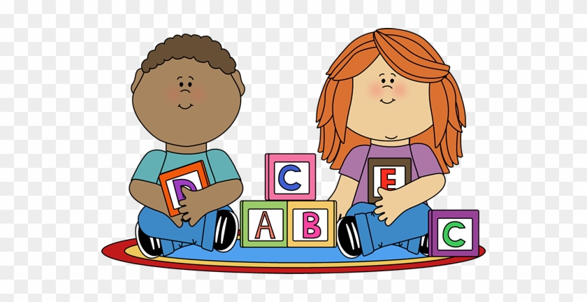 Kids Playing With Blocks - Kids Playing With Blocks Clip Art #178007