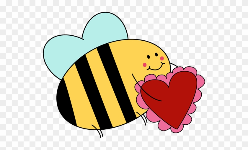 Bee Carrying Valentine Heart - Cute Valentine Clip Art #178169