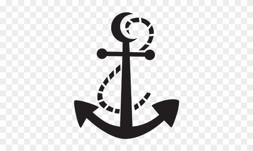 Rope And Anchor Wall Decal - Black Anchor With Rope #178249