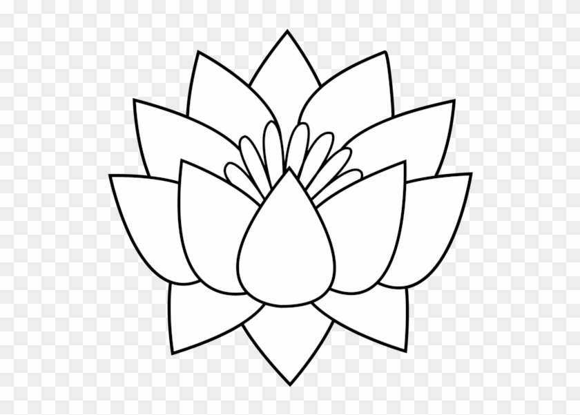 Lotus Flower Line Art - Lotus Flower Drawing Cartoon #994842