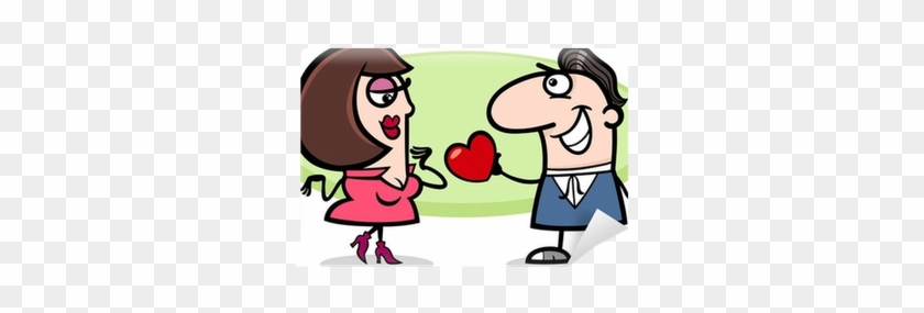 Couple In Love Cartoon Illustration Wall Mural • Pixers® - Amor Animado #994924