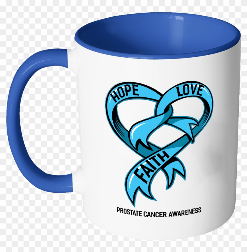 Hope Love Faith Prostate Cancer Awareness Light Blue - Mug #995396