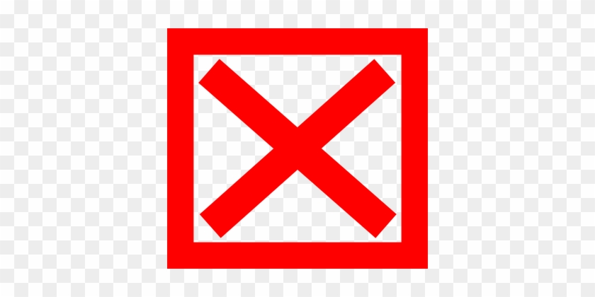 Cross X Red Square Delete Wrong Symbol Ico - Red X In A Box #996388