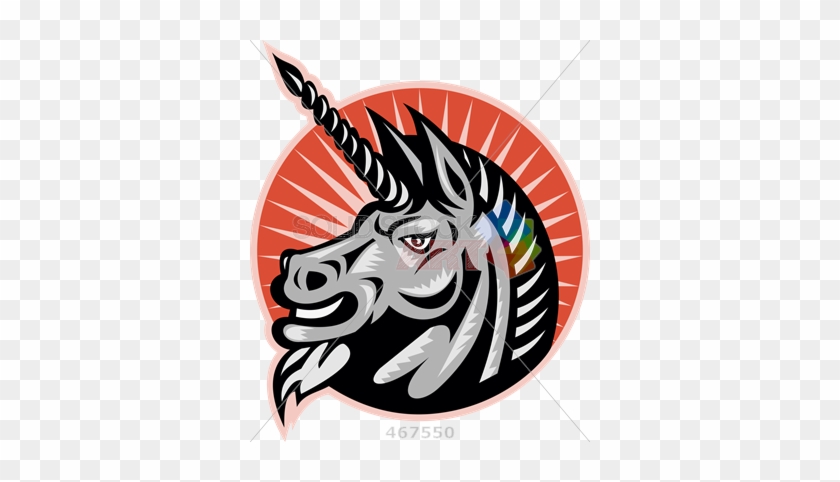Stock Illustration Of Logo Unicorn Head Side View On - Unicorn Head On Logo #996409