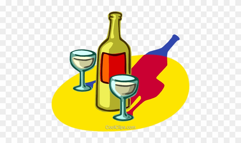 Bottle Of Wine With Wine Glasses Royalty Free Vector - Wine Cartoon #996668