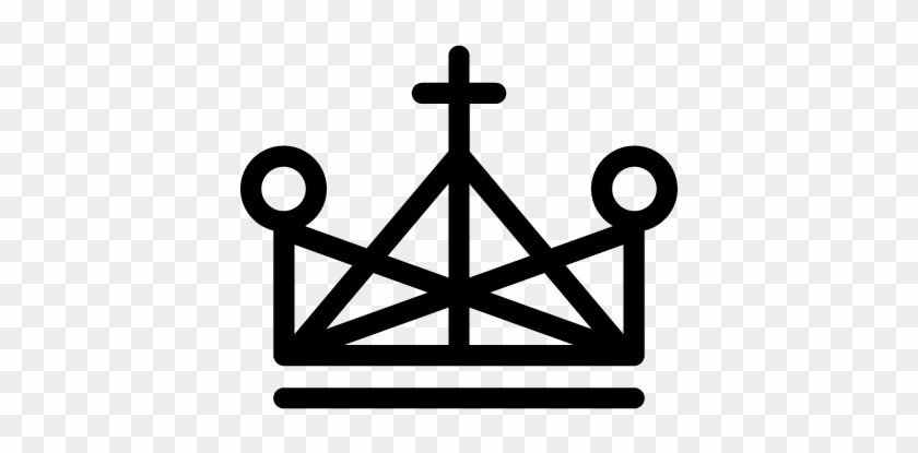 Crown Made Of Triangle Outlines With Cross And Small - Crown #997231