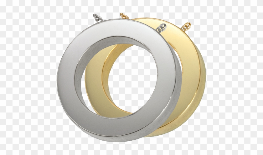 Slide Circle Jewelry Shown In Silver And Gold Metals - Sterling Silver Circle Shaped Cremation Jewelry Pendant #997291