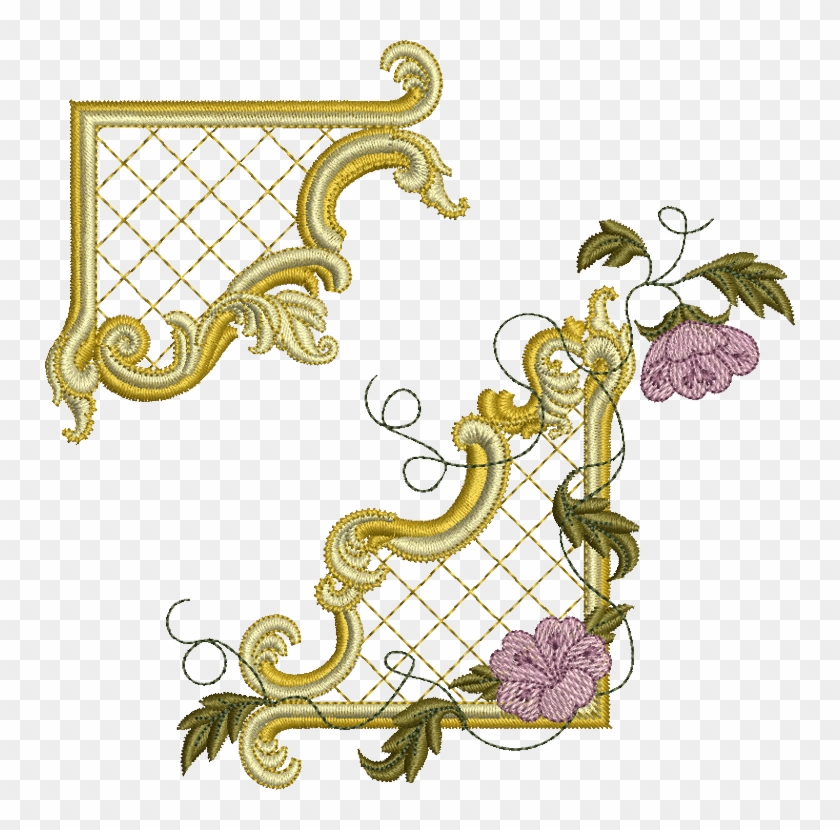 Poker Embroidery Designs - Gold Frames Corners Png #997713
