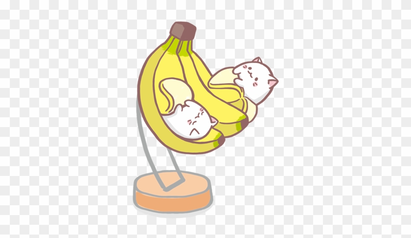 Cute Little Cat Twins Playing With The Banana - Kawaii Cat Banana #997893