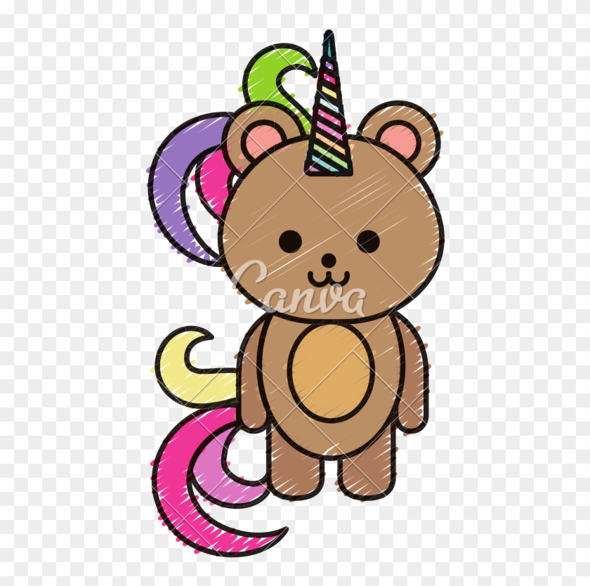 Cute Fantasy Bear With Unicorn Horn - Unicorn Bear #997914