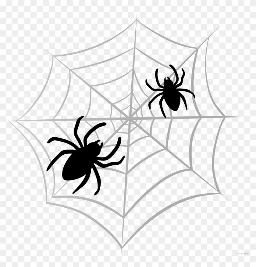 Halloween Spider Web Animal Free Black White Clipart - Halloween Clip Art Png #998048