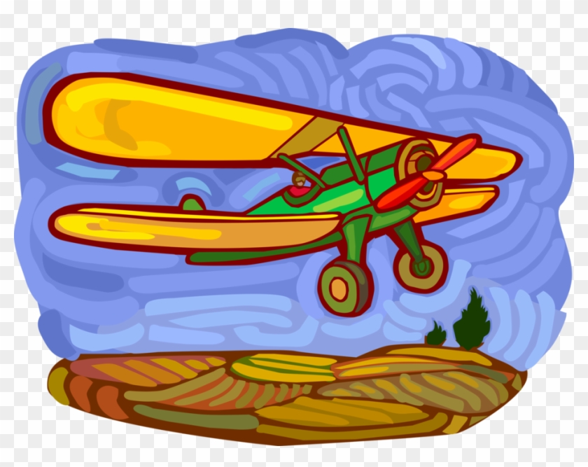 Vector Illustration Of Biplane Fixed-wing Aircraft - Vector Illustration Of Biplane Fixed-wing Aircraft #998073