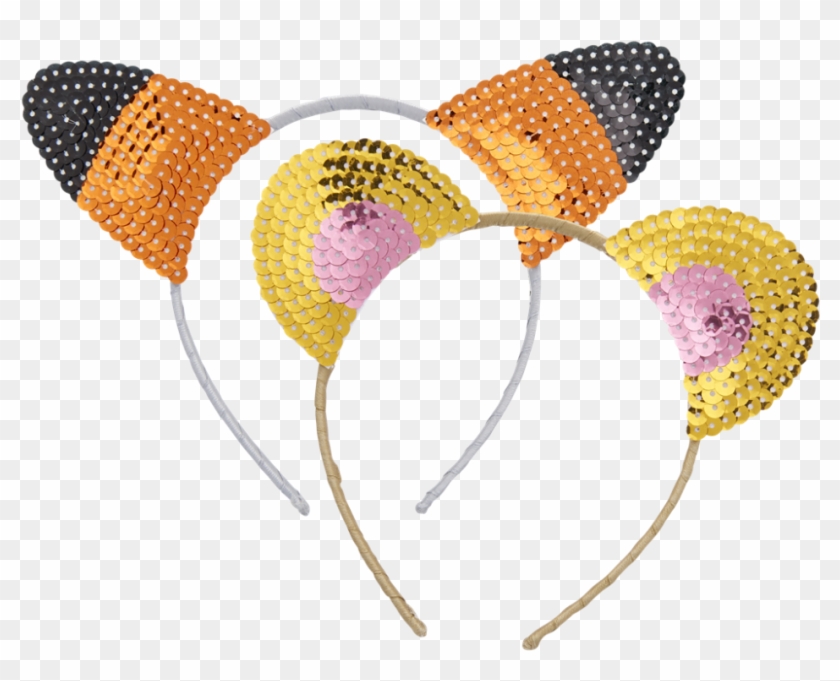 Hairband With Sequined Animal Ears By Rice Dk - Diadem Djur, Gul/rosa, Rice #998115