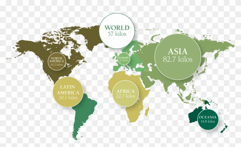 Average World Rice Intake - Black World Map Transparent #998129
