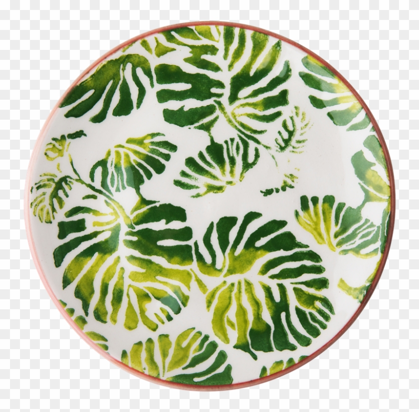Ceramic Lunch Plate Tropic Leaf Print By Rice Dk - Assiettes Tropicales Porcelaine #998166