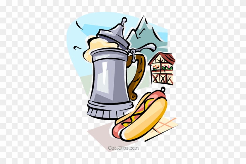 German Beer And Wurst Sausage Royalty Free Vector Clip - German Beer Stein Clipart #998228