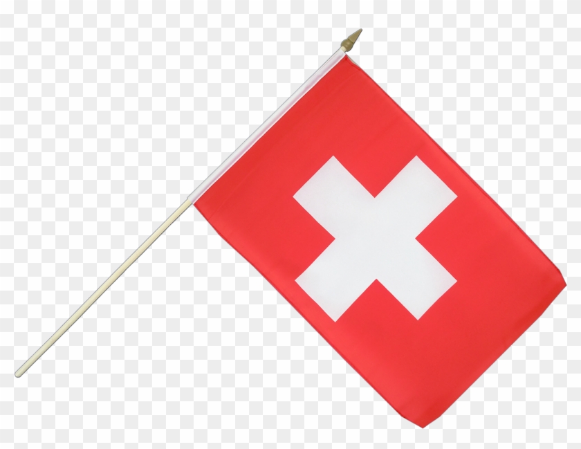Drapeau Sur Hampe Suisse - Switzerland Hand Waving Flag - 12x18" #998975