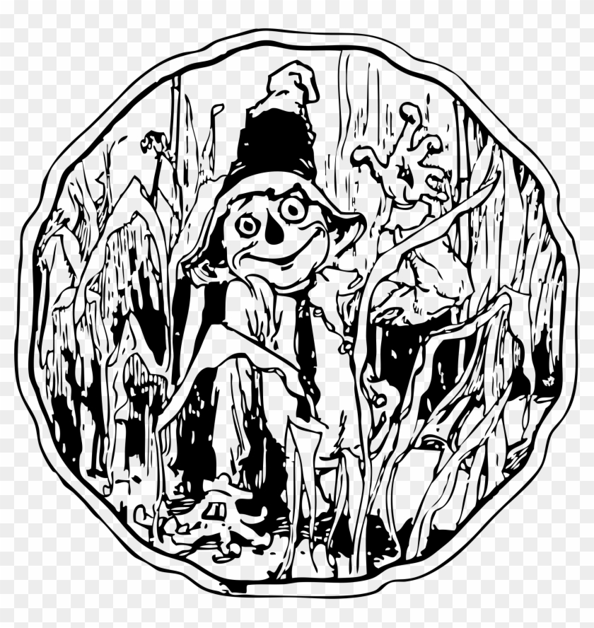In The Corn - Free Scarecrow Clipart Black And White #998985
