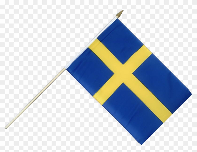 Hand Waving Flag 12x18" - Sweden Flag On Pole #999192