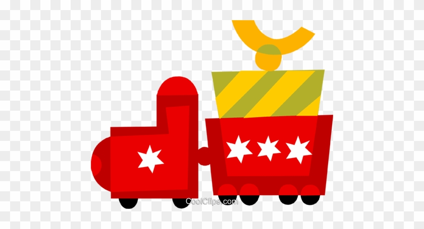 Toy Train Carrying A Present Royalty Free Vector Clip - Toy Train Carrying A Present Royalty Free Vector Clip #999251
