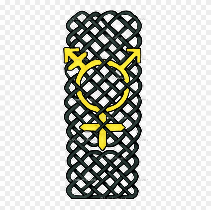 Yellow Celtic Knotwork Transgender Symbol Fabric - Girl New Design Top #999436