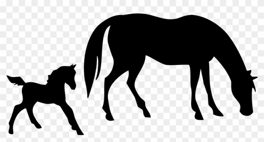 Horse Vector Free 7 Mare And Foal Clip - Black And White Silhouette Horse Clipart #999693