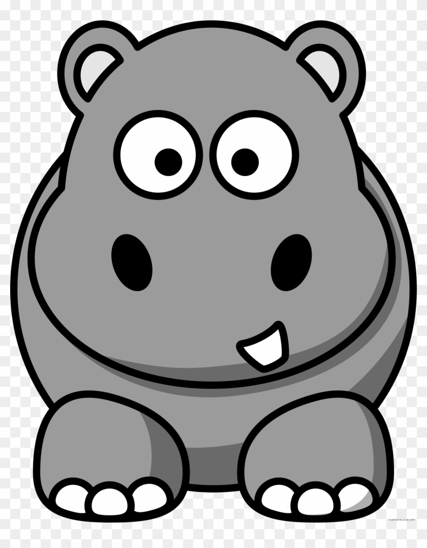 Cartoon Hippo Animal Free Black White Clipart Images - Cartoon Animals #999720