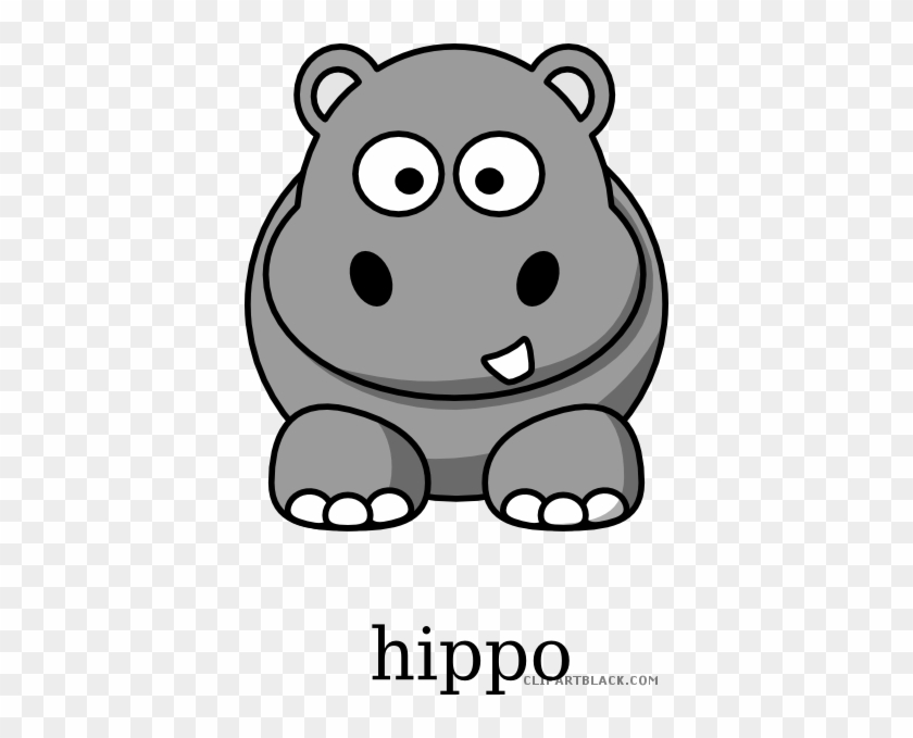 Hippo Animal Free Black White Clipart Images Clipartblack - Cute Animal Cartoon Png #999727