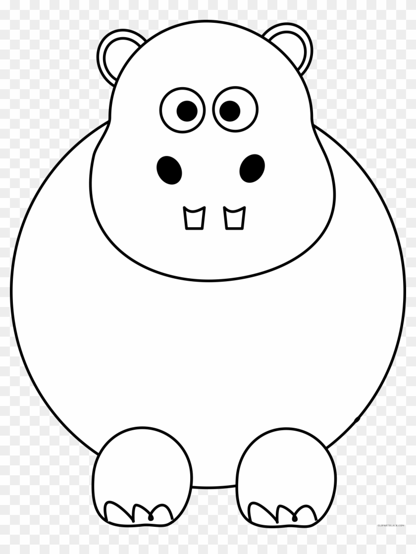 Hippo Outline Animal Free Black White Clipart Images - Line Art #999734