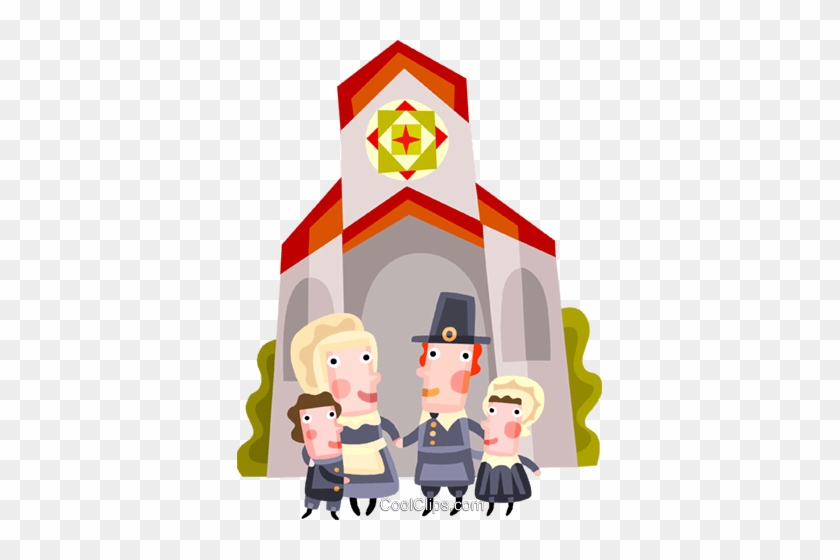 Pioneer Family Attending Church Royalty Free Vector - Cartoon #1000415