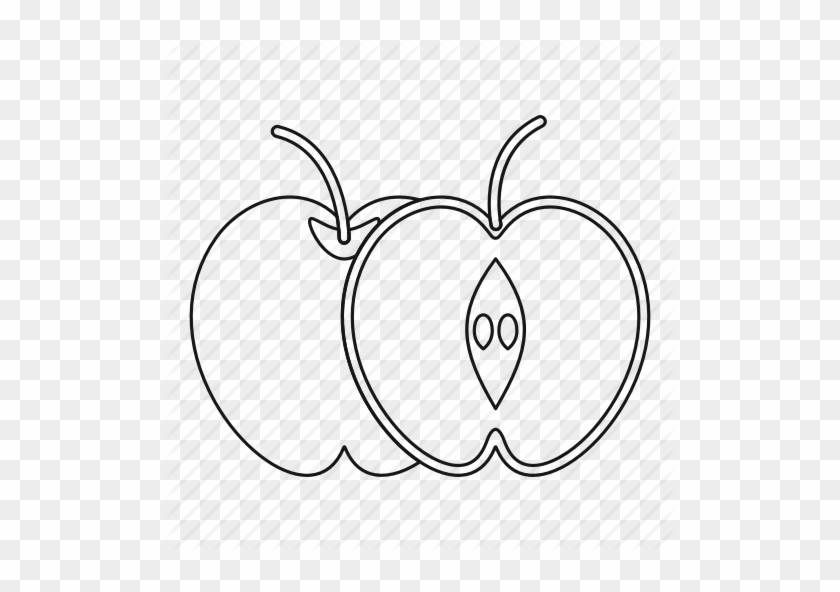 Apple, Food, Fruit, Half, Line, Object Healthy, Outline - Stock Illustration #1000574