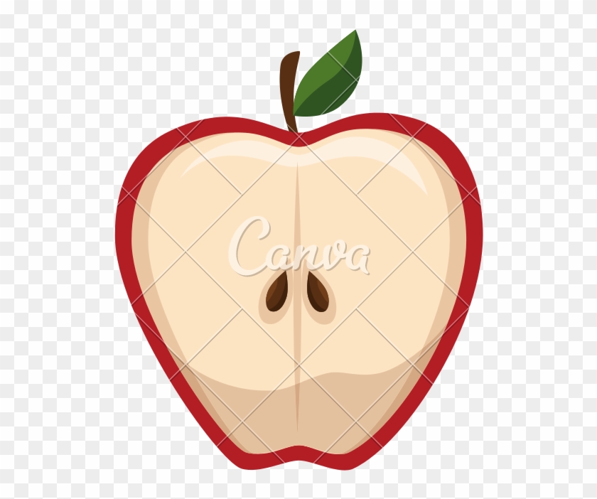 Apple Sliced Fruit Vector Icon Illustration - Apple #1001185