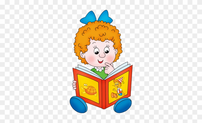 Дети Клипарт Png - Cartoon Girl Reading A Book #1001237