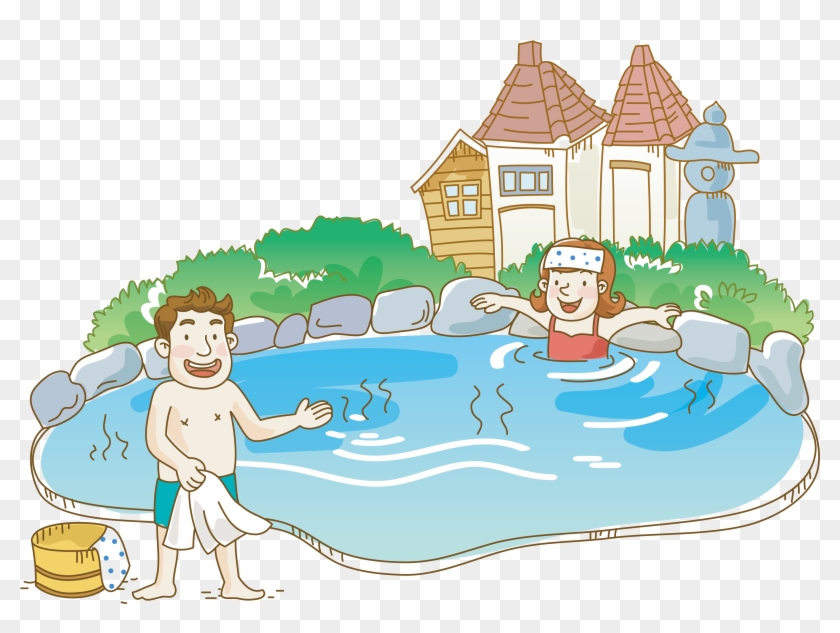 Hot Spring Cartoon Illustration - Drawing #1001271